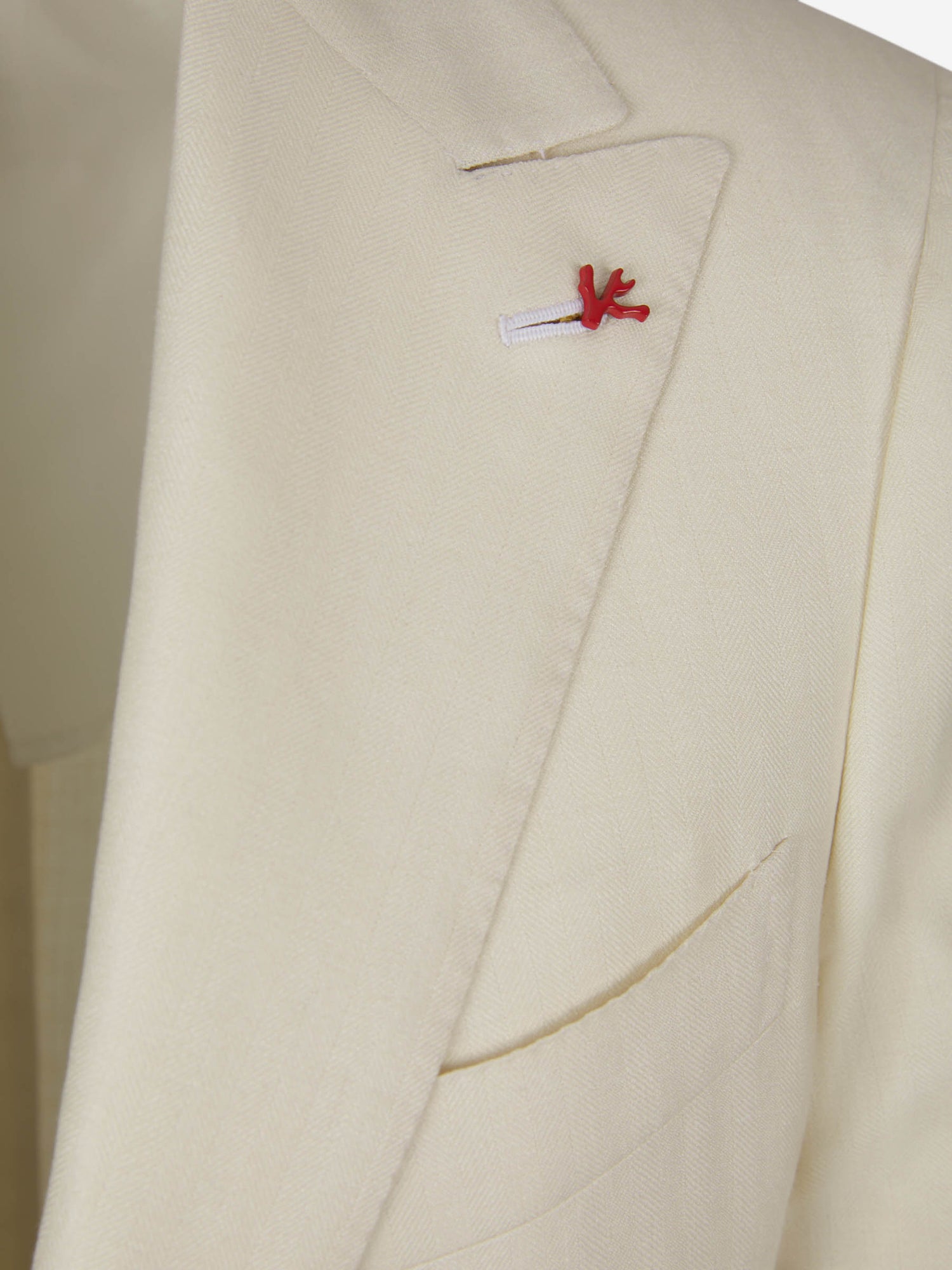Outlet online Isaia Hombre Americana Mezcla Sarga color Marfil sku 302-003279 01 - Foto 3