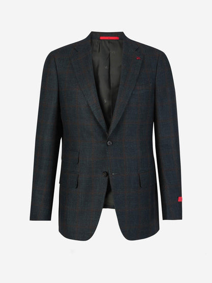 Outlet online Isaia Hombre Americana Lana Motivo Cuadros color Azul Noche sku 302-003383 01 - Foto 1