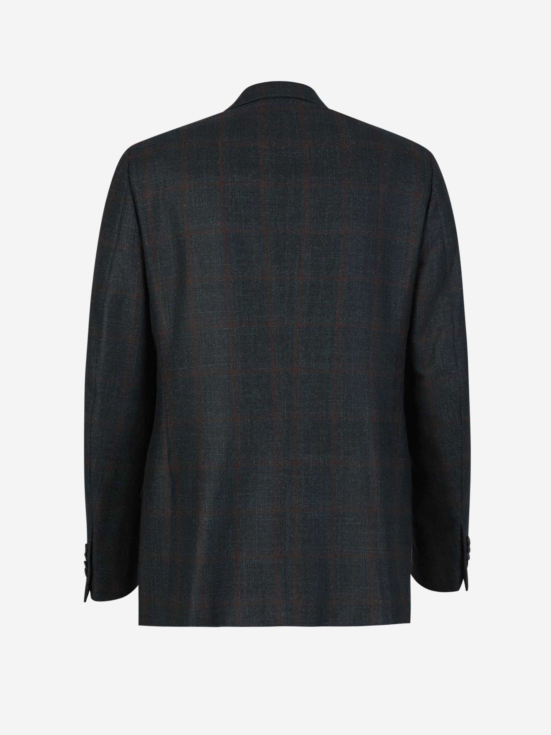 Outlet online Isaia Hombre Americana Lana Motivo Cuadros color Azul Noche sku 302-003383 01 - Foto 2