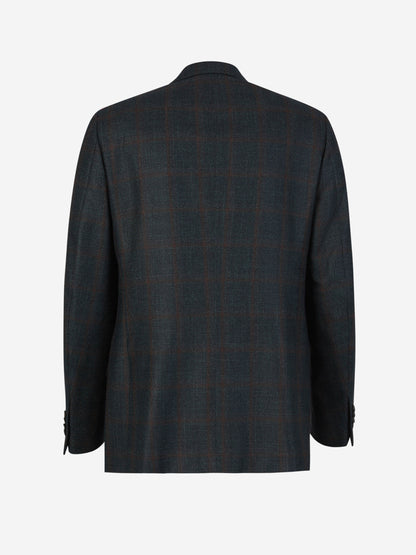 Outlet online Isaia Hombre Americana Lana Motivo Cuadros color Azul Noche sku 302-003383 01 - Foto 2