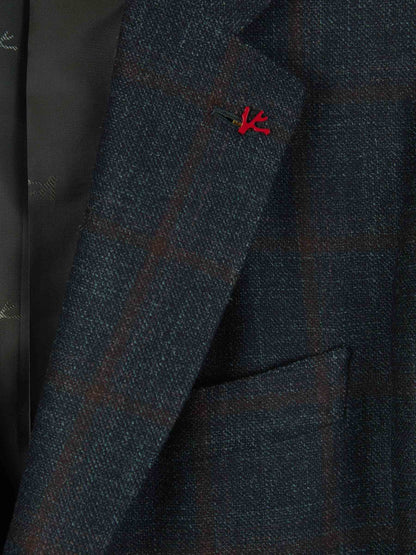 Outlet online Isaia Hombre Americana Lana Motivo Cuadros color Azul Noche sku 302-003383 01 - Foto 4
