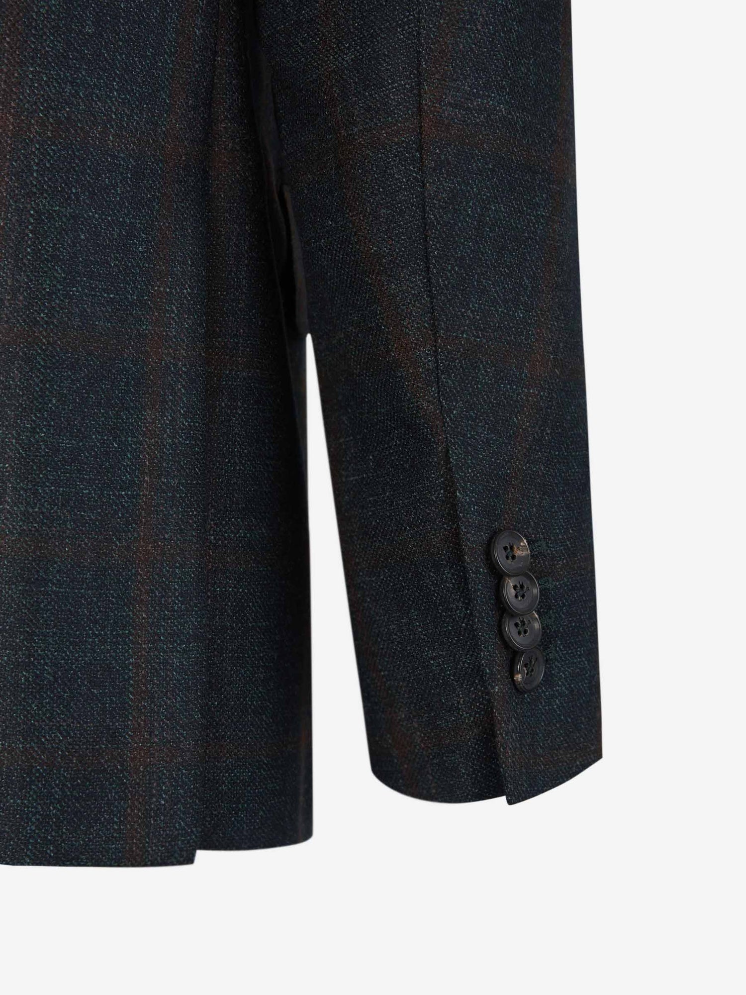 Outlet online Isaia Hombre Americana Lana Motivo Cuadros color Azul Noche sku 302-003383 01 - Foto 5