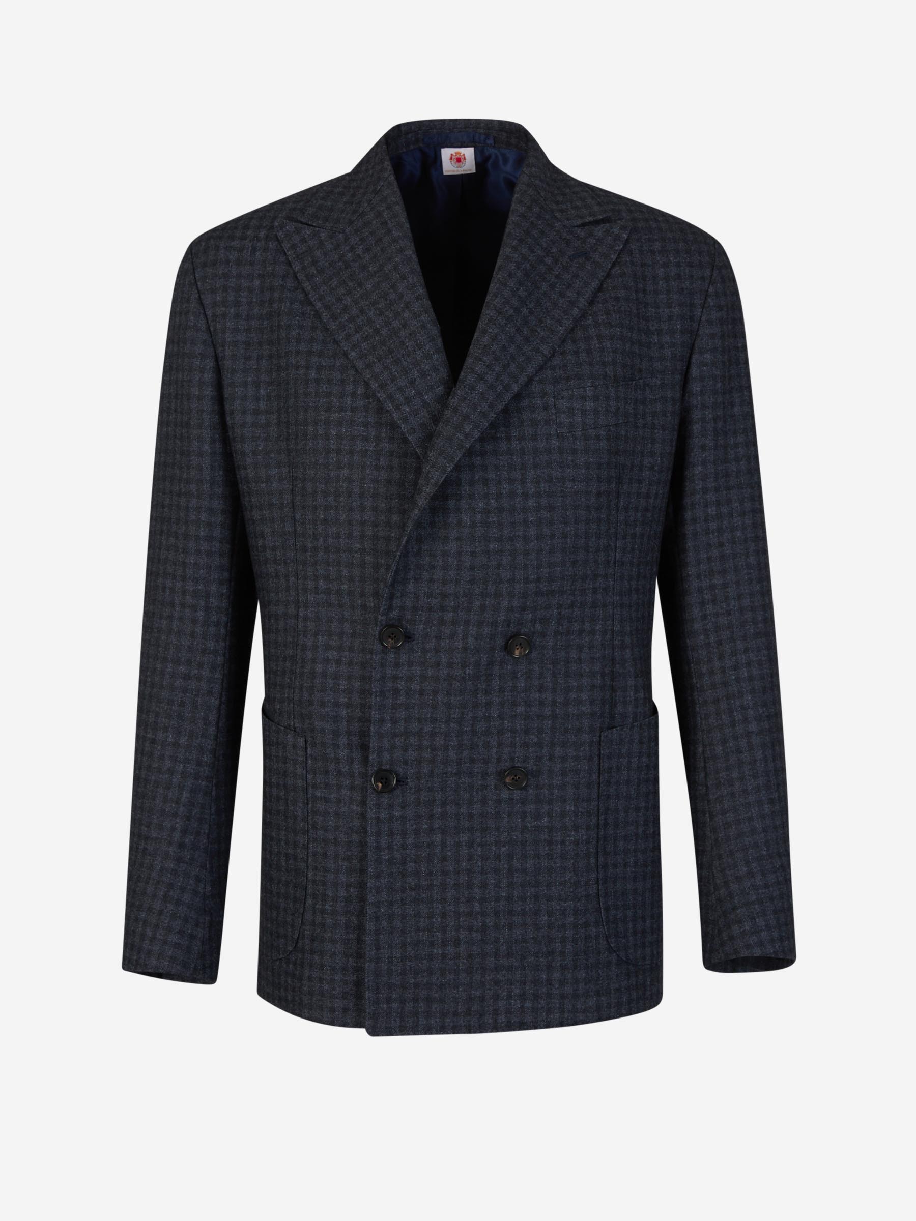 Outlet online Borrelli Hombre Americana Motivo Cuadros color Azul Noche sku 302-003388 01 - Foto 1