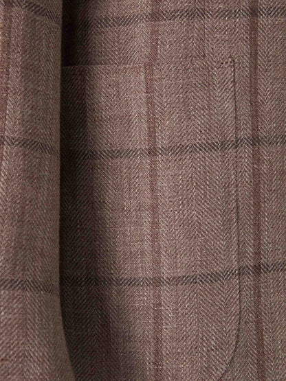 Canali Hombre Barcelona Americana Cuadros Lino color Marrón sku 302-003554 01 - Foto 4