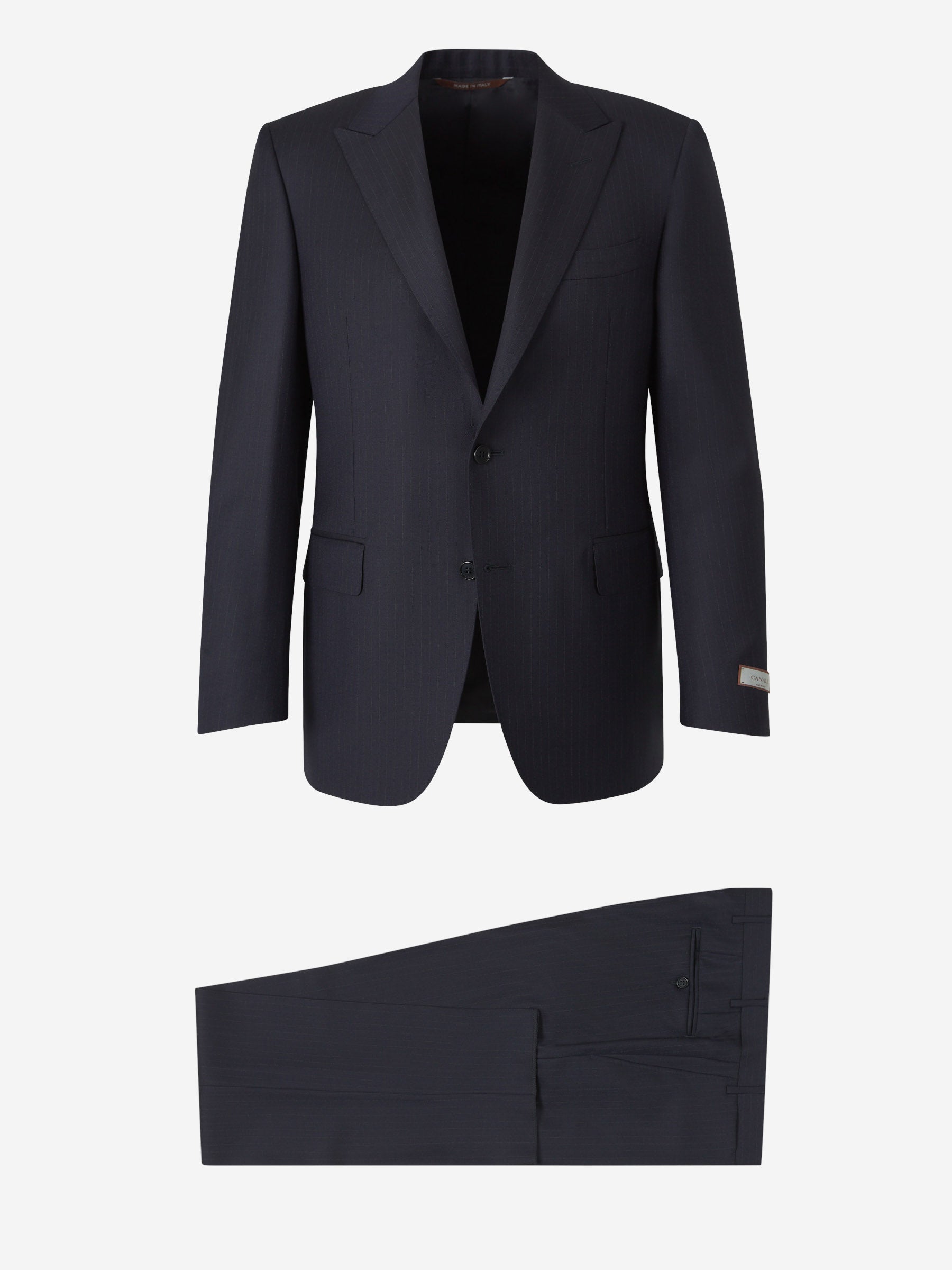Outlet online Canali Hombre Traje Motivo Rayas Lana color Azul Noche sku 312-002826 01 - Foto 1