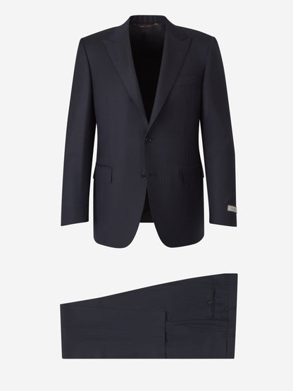 Outlet online Canali Hombre Traje Motivo Rayas Lana color Azul Noche sku 312-002826 01 - Foto 1