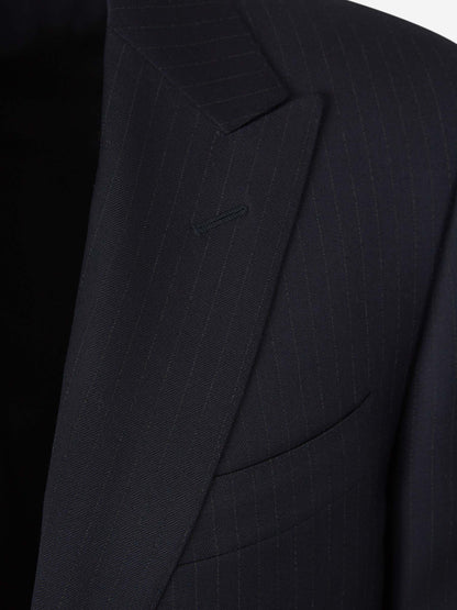 Outlet online Canali Hombre Traje Motivo Rayas Lana color Azul Noche sku 312-002826 01 - Foto 3