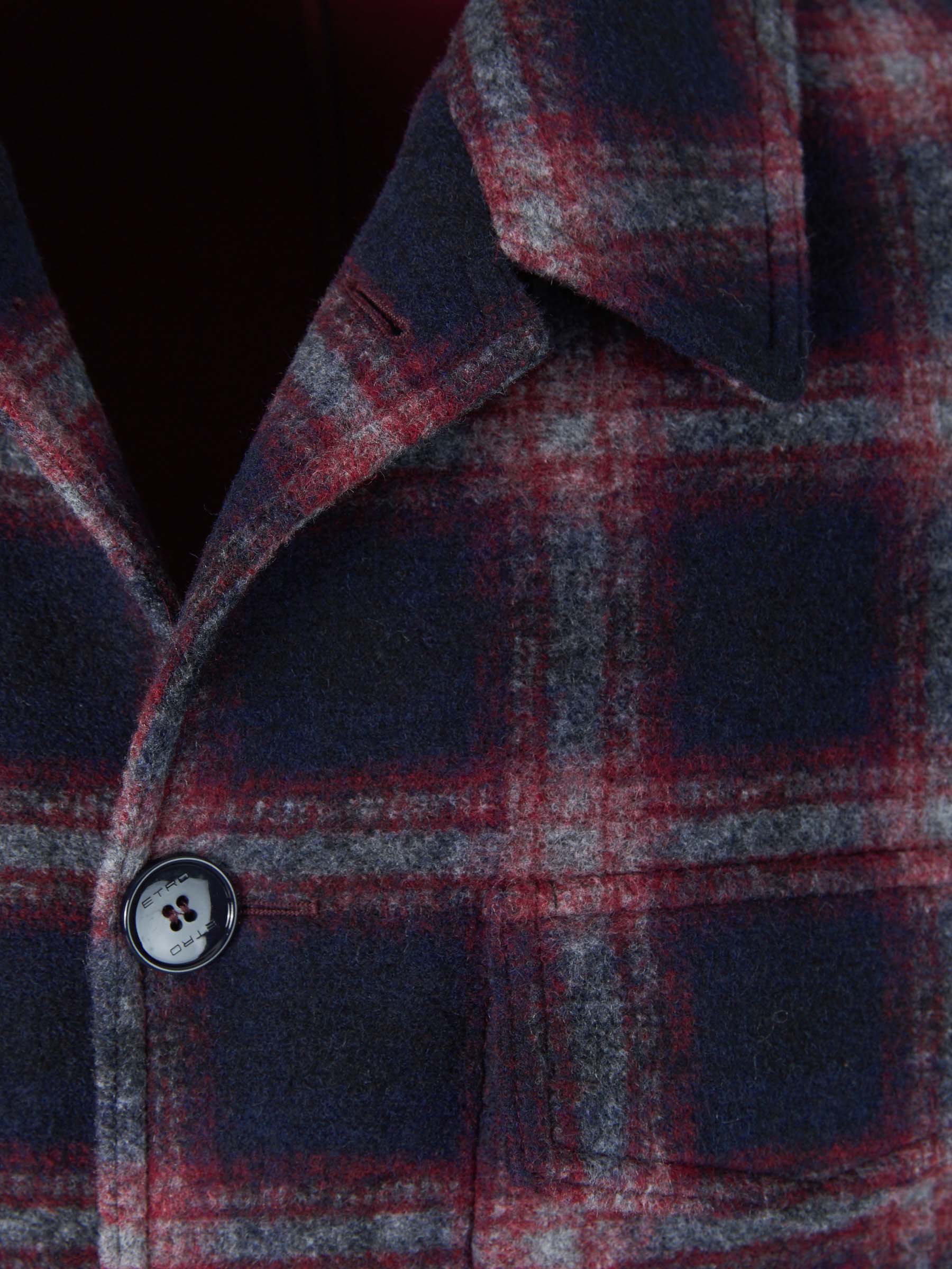 Outlet online Etro Hombre Abrigo Franela Motivo Cuadros color Azul Noche sku 341-000473 01 - Foto 3