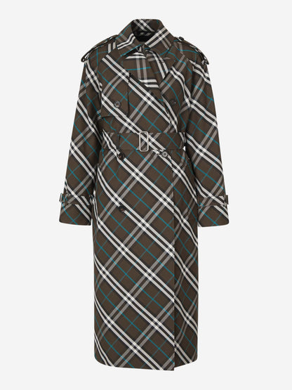 Outlet online Burberry Mujer Gabardina Motivo Cuadros color Verde Militar sku 773-000222 01 - Foto 2
