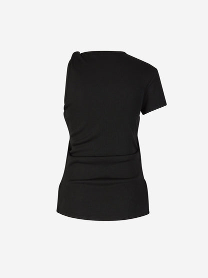 Outlet online Christopher Esber Mujer Camiseta Asimétrica Canalé color Negro sku 782-001542 01 - Foto 2