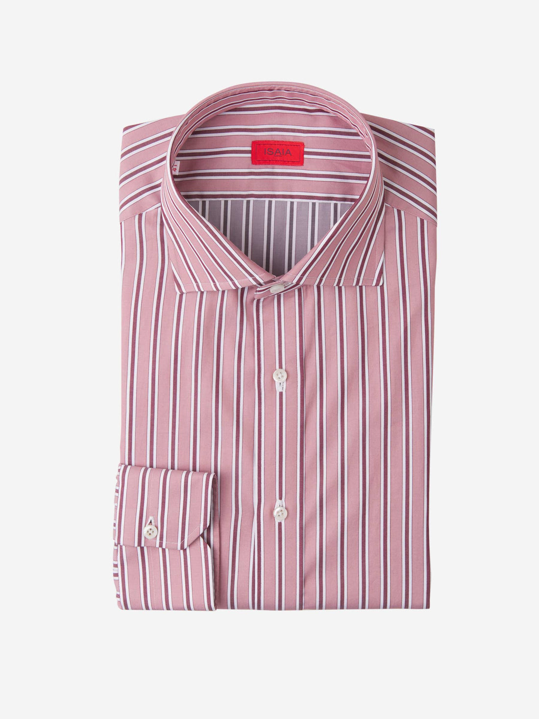 Isaia Camisa Algodón Rayas color Salmon sku 401-002909 01 - Foto 1