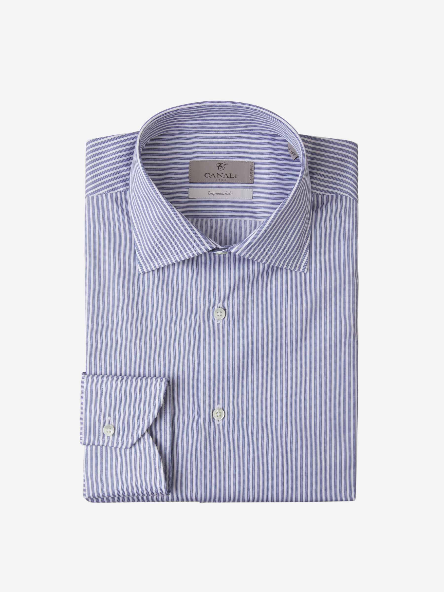 Outlet online Canali Hombre Camisa Motivo Rayas color Azul Cielo sku 401-003032 02 - Foto 3