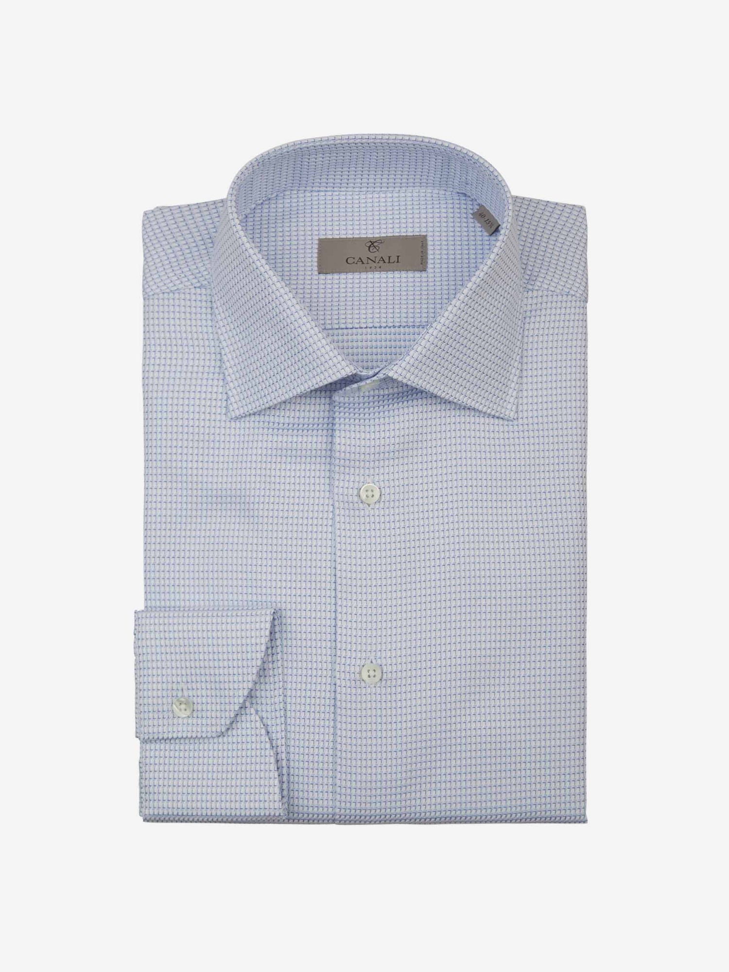 Outlet online Canali Hombre Camisa Pata De Gallo color Azul Marino sku 401-003035 03 - Foto 1