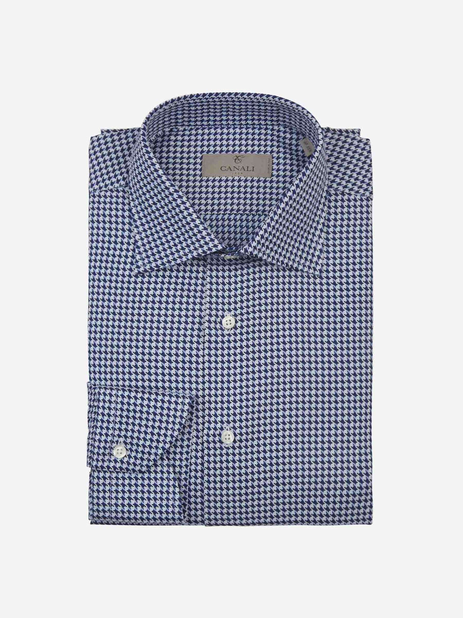Outlet online Canali Hombre Camisa Pata De Gallo color Azul Marino sku 401-003035 03 - Foto 5