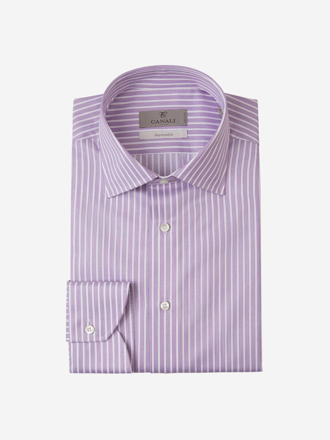 Canali Camisa Motivo Rayas color Lila sku 401-003055 02 - Foto 1