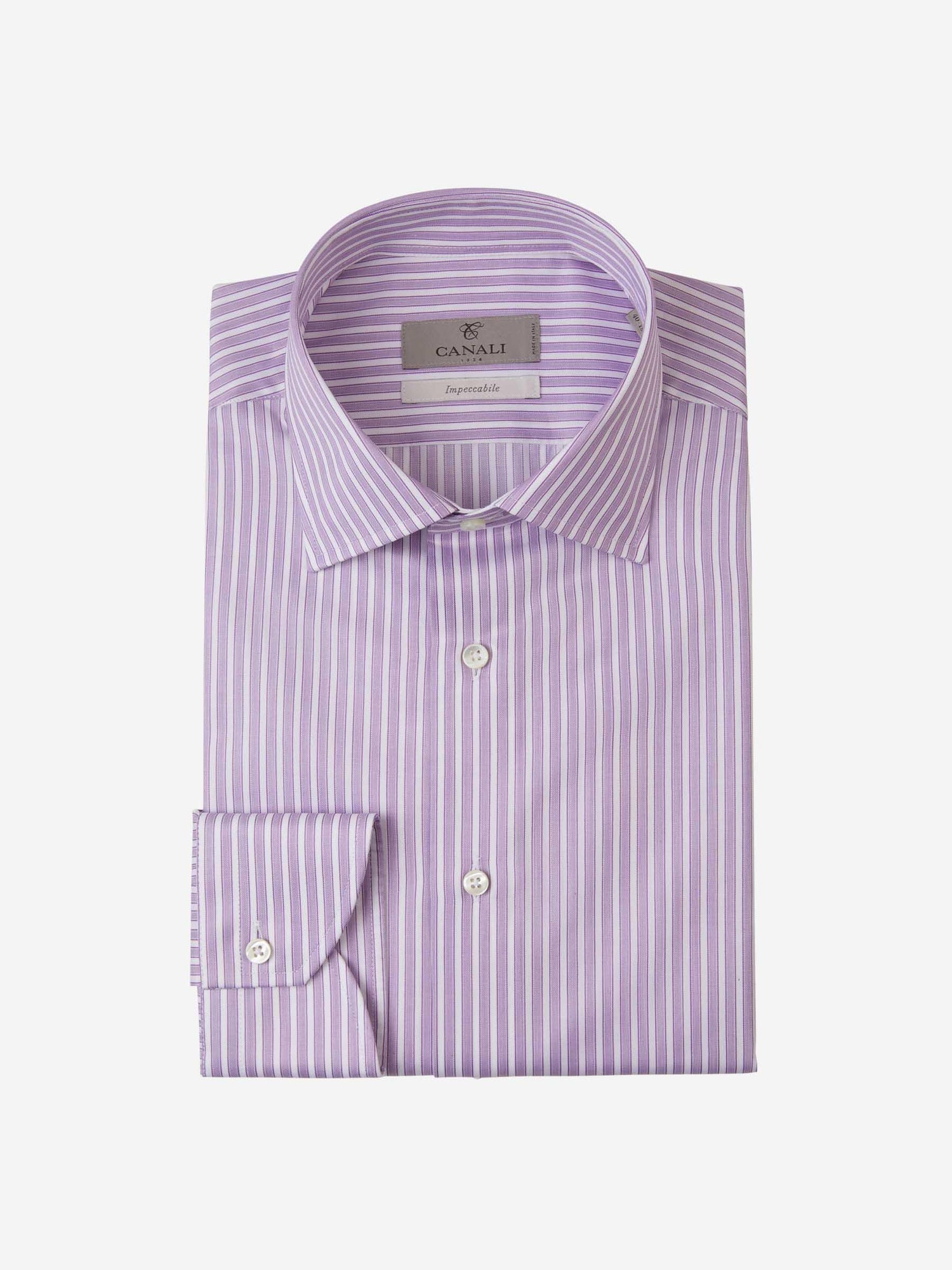 Canali Camisa Motivo Rayas color Lila sku 401-003055 02 - Foto 1