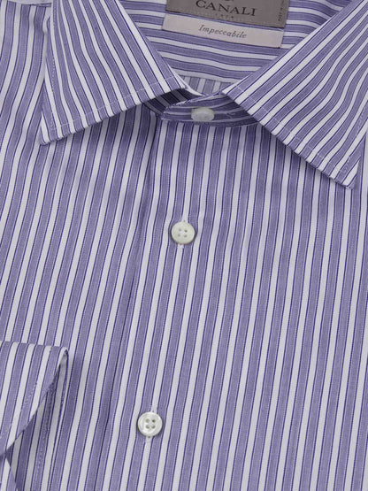 Outlet online Canali Hombre Camisa Motivo Rayas color Lila sku 401-003055 02 - Foto 6