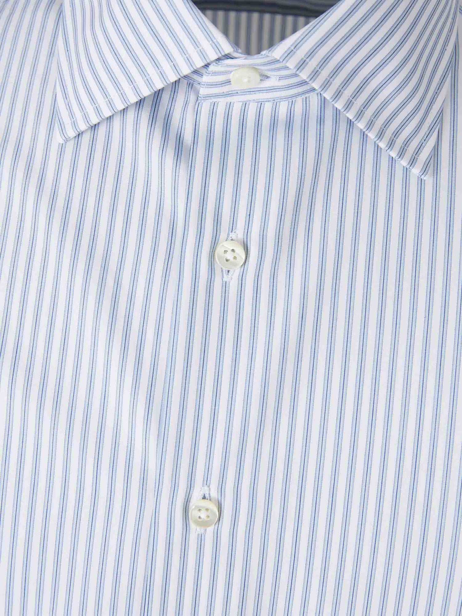 Outlet online Canali Hombre Camisa Motivo Rayas color Azul Celeste sku 402-000021 01 - Foto 3