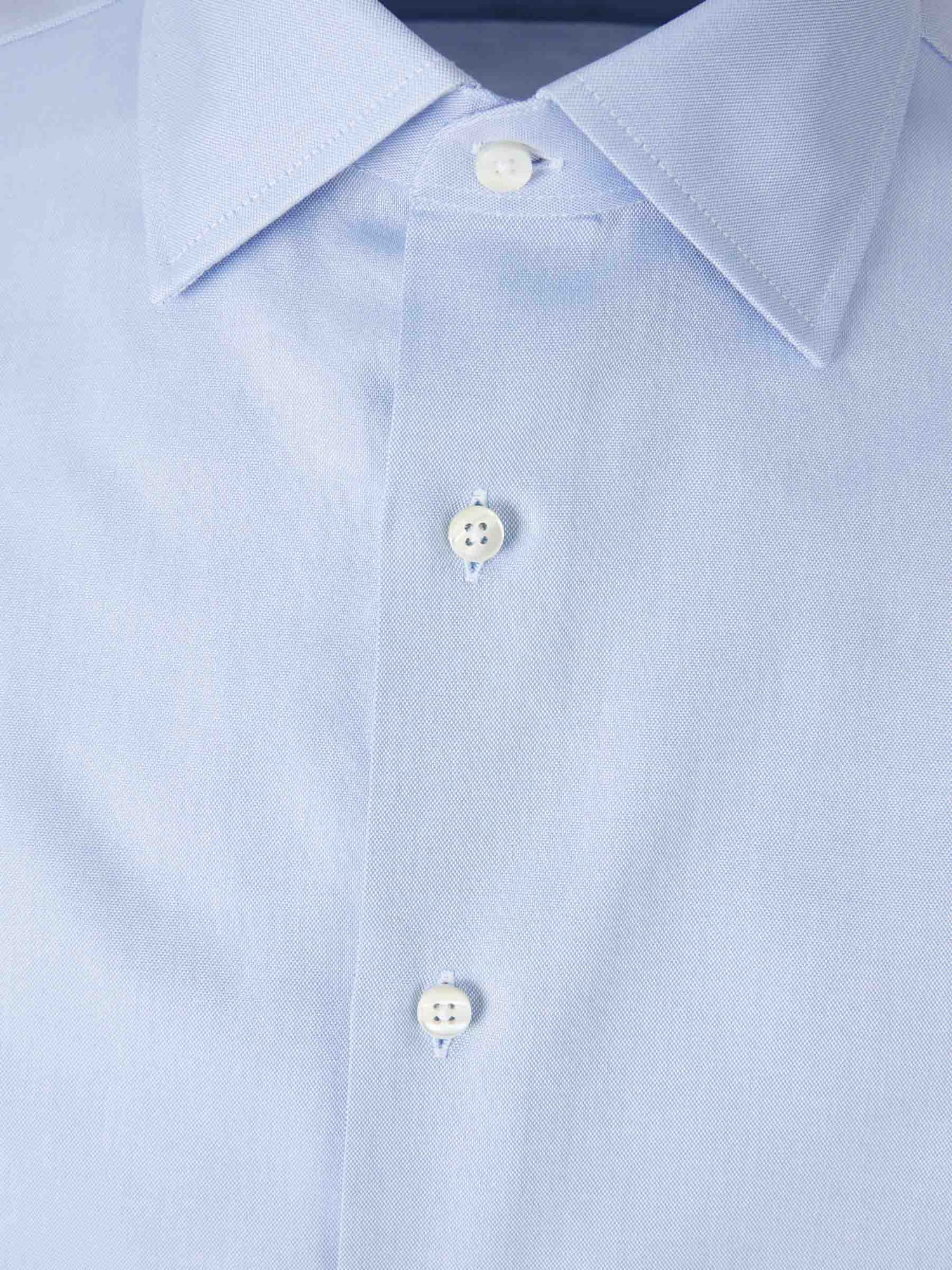 Outlet online Canali Hombre Camisa Lisa Algodón color Azul Celeste sku 402-000027 01 - Foto 3