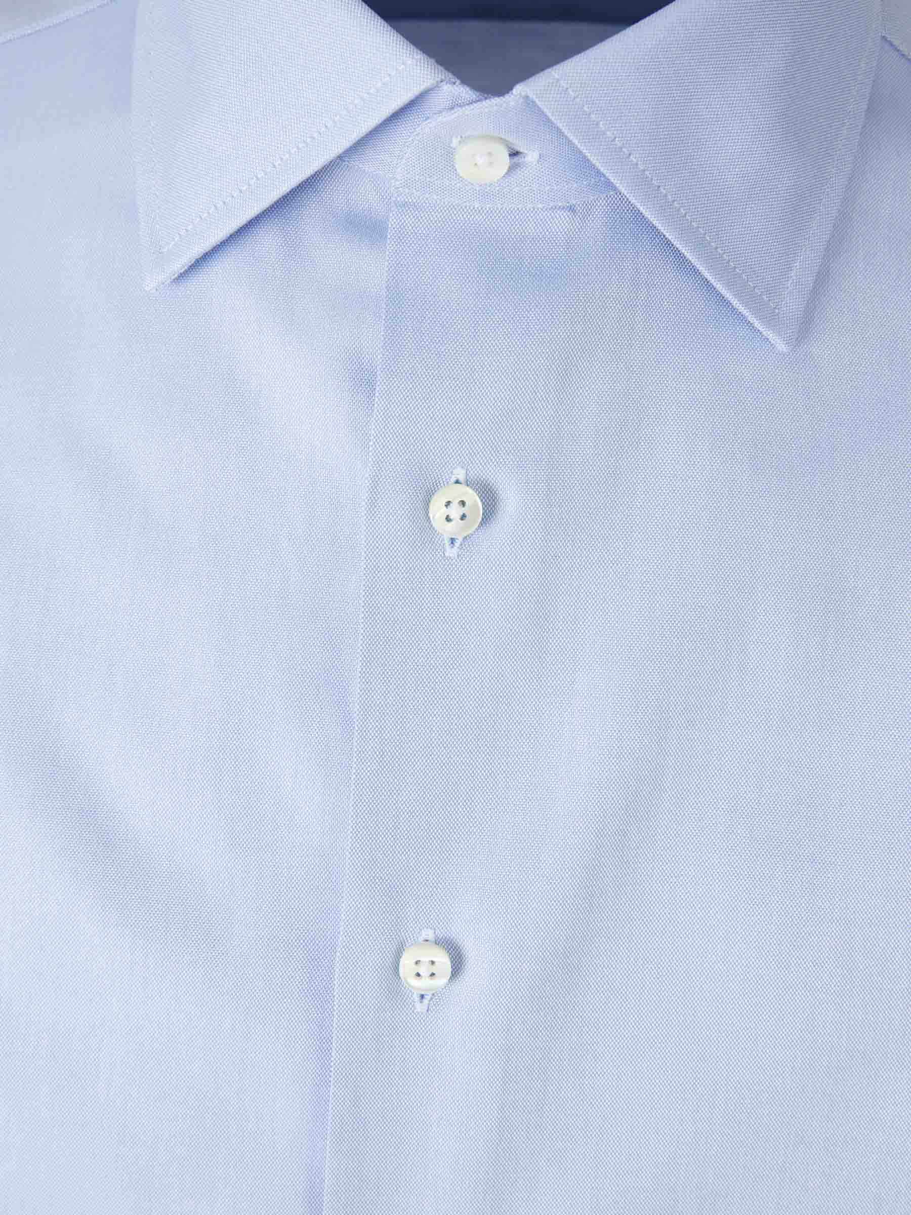 Outlet online Canali Hombre Camisa Lisa Algodón color Azul Celeste sku 402-000027 01 - Foto 3