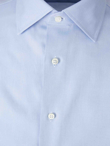 Outlet online Canali Hombre Camisa Lisa Algodón color Azul Celeste sku 402-000027 01 - Foto 3