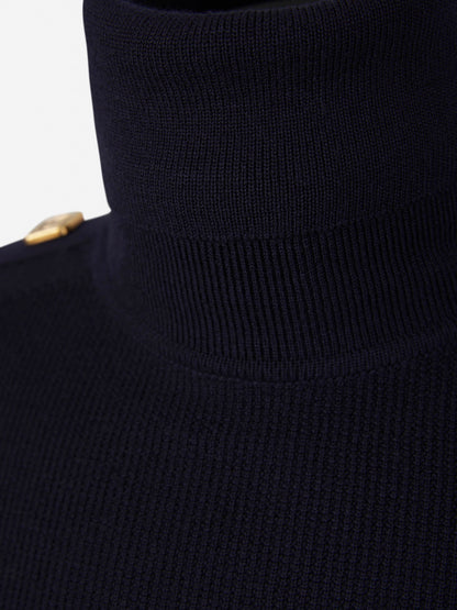 Outlet online Balmain Hombre Jersey Cuello Vuelto Lana color Azul Noche sku 542-002245 00 - Foto 3