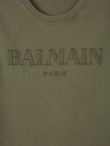 Balmain Camiseta Logo Algodón color Verde Militar sku 553-003669 00 - Foto 3