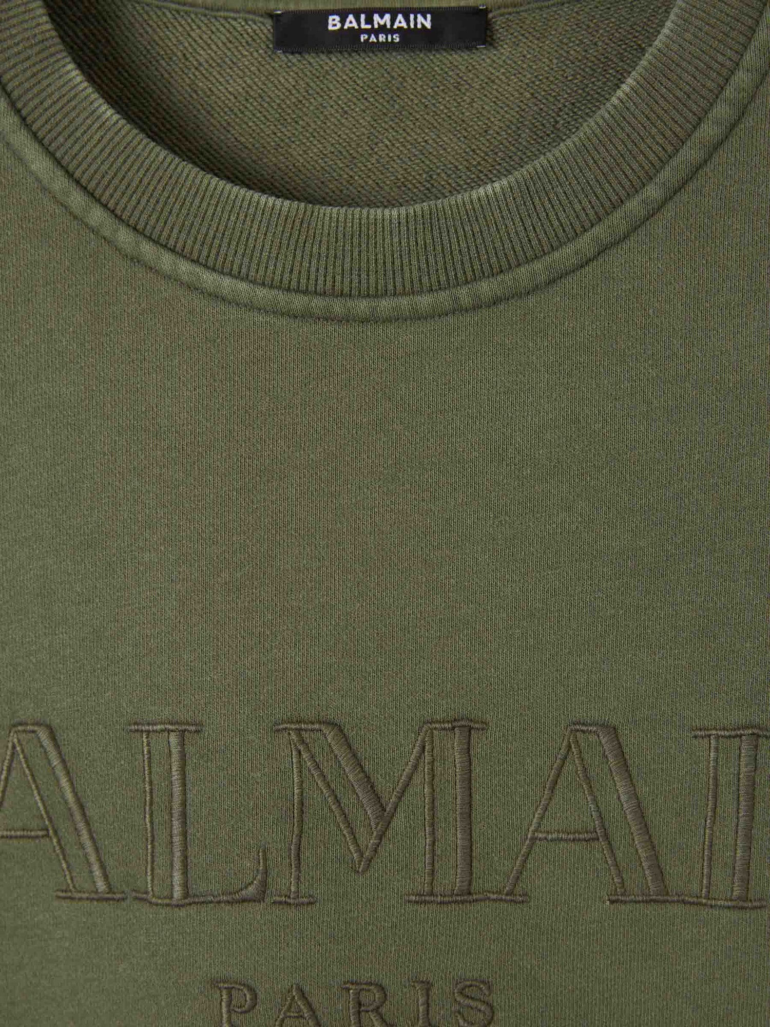 Outlet online Balmain Hombre Sudadera Sin Capucha Logo Algodón color Verde Menta sku 545-001570 01 - Foto 3