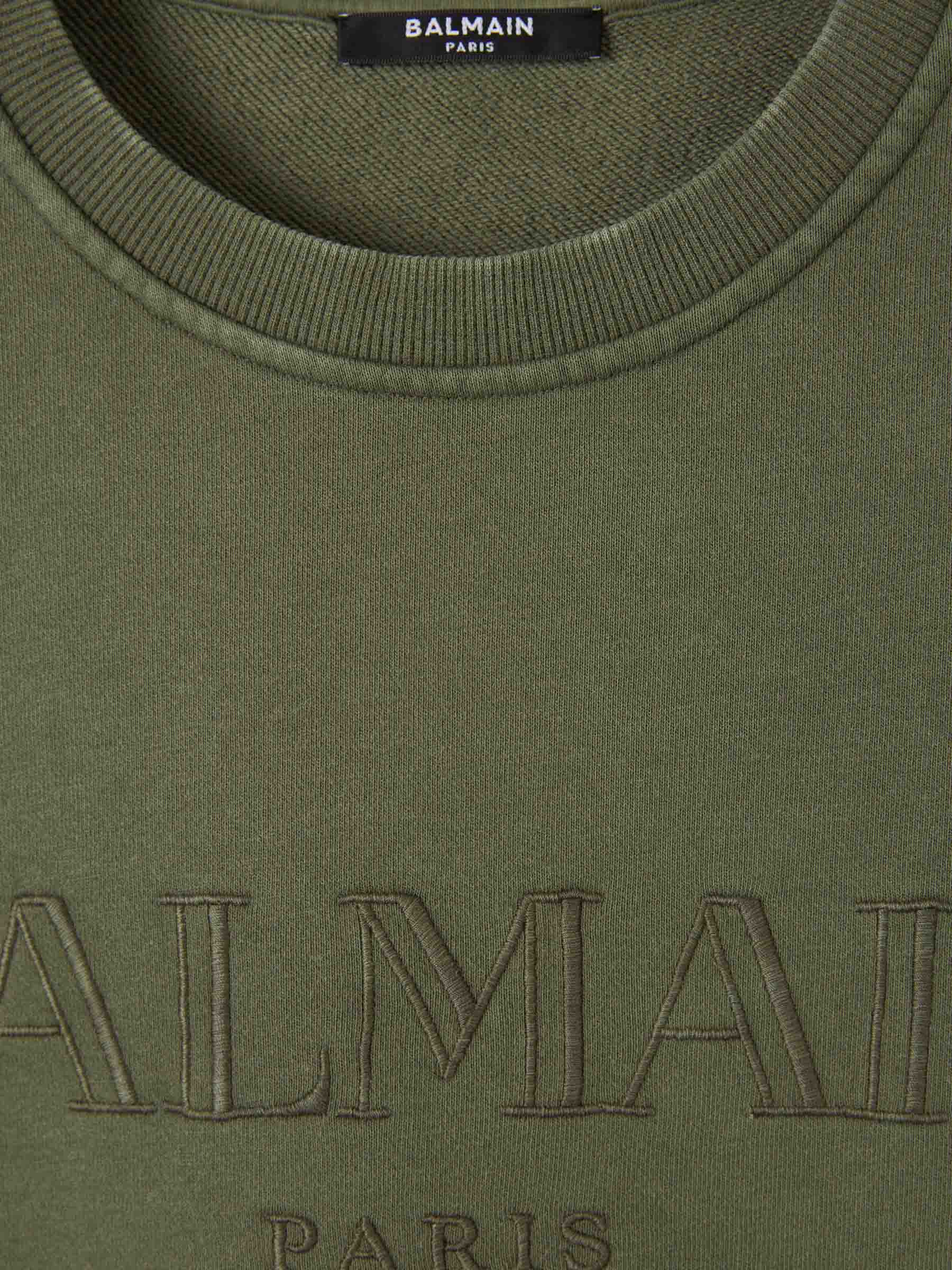 Outlet online Balmain Hombre Sudadera Sin Capucha Logo Algodón color Verde Menta sku 545-001570 01 - Foto 3