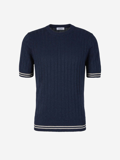 Gran Sasso Camiseta Punto Canalé Lino color Azul Marino sku 553-003705 02 - Foto 1