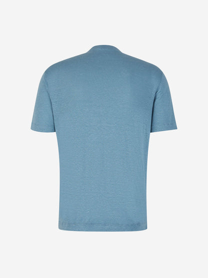 Outlet online Zanone Hombre Camiseta Fluida Lino color Azul sku 553-003558 02 - Foto 2