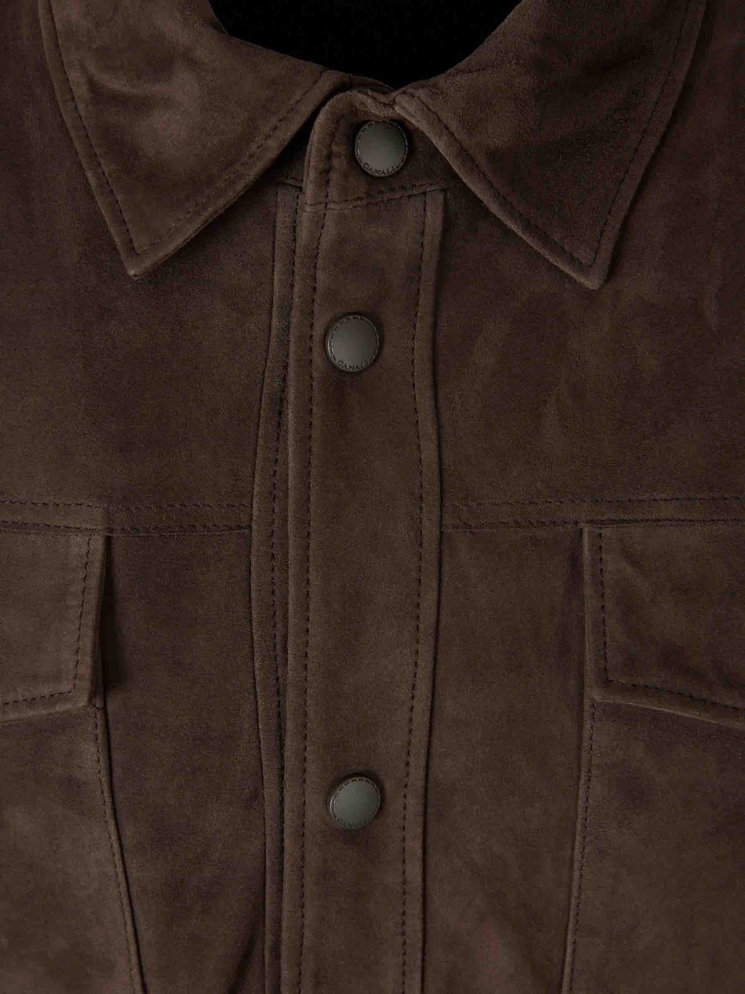 Outlet online Canali Hombre Chaqueta Piel Ante color Marrón Oscuro sku 501-000264 00 - Foto 3