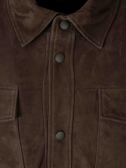 Outlet online Canali Hombre Chaqueta Piel Ante color Marrón Oscuro sku 501-000264 00 - Foto 3