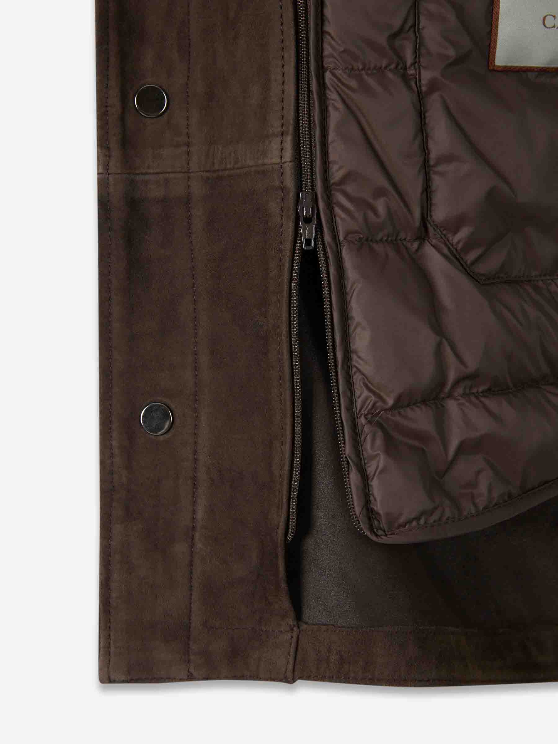 Outlet online Canali Hombre Chaqueta Piel Ante color Marrón Oscuro sku 501-000264 00 - Foto 4