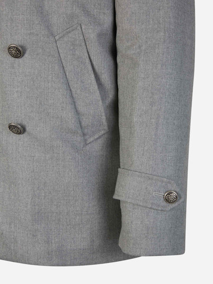 Outlet online Borrelli Hombre Abrigo Ligero Cruzado color Gris Claro sku 502-001560 01 - Foto 4
