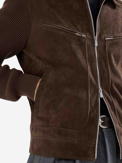 Outlet online Brunello Cucinelli Hombre Chaqueta Piel Ante color Marrón Oscuro sku 511-000643 01 - Foto 4