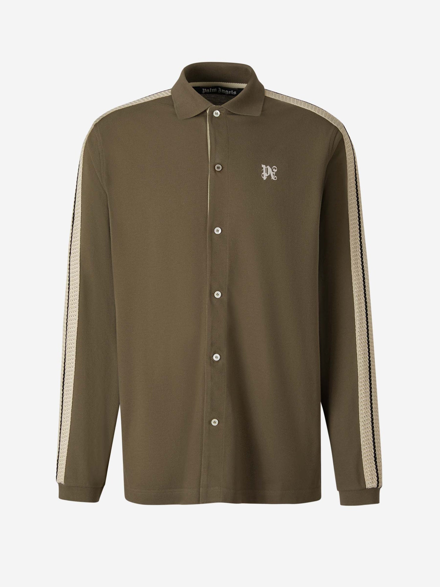 Outlet online Palm Angels Hombre Camisa Lino Monograma color Verde Militar sku 512-002030 01 - Foto 1