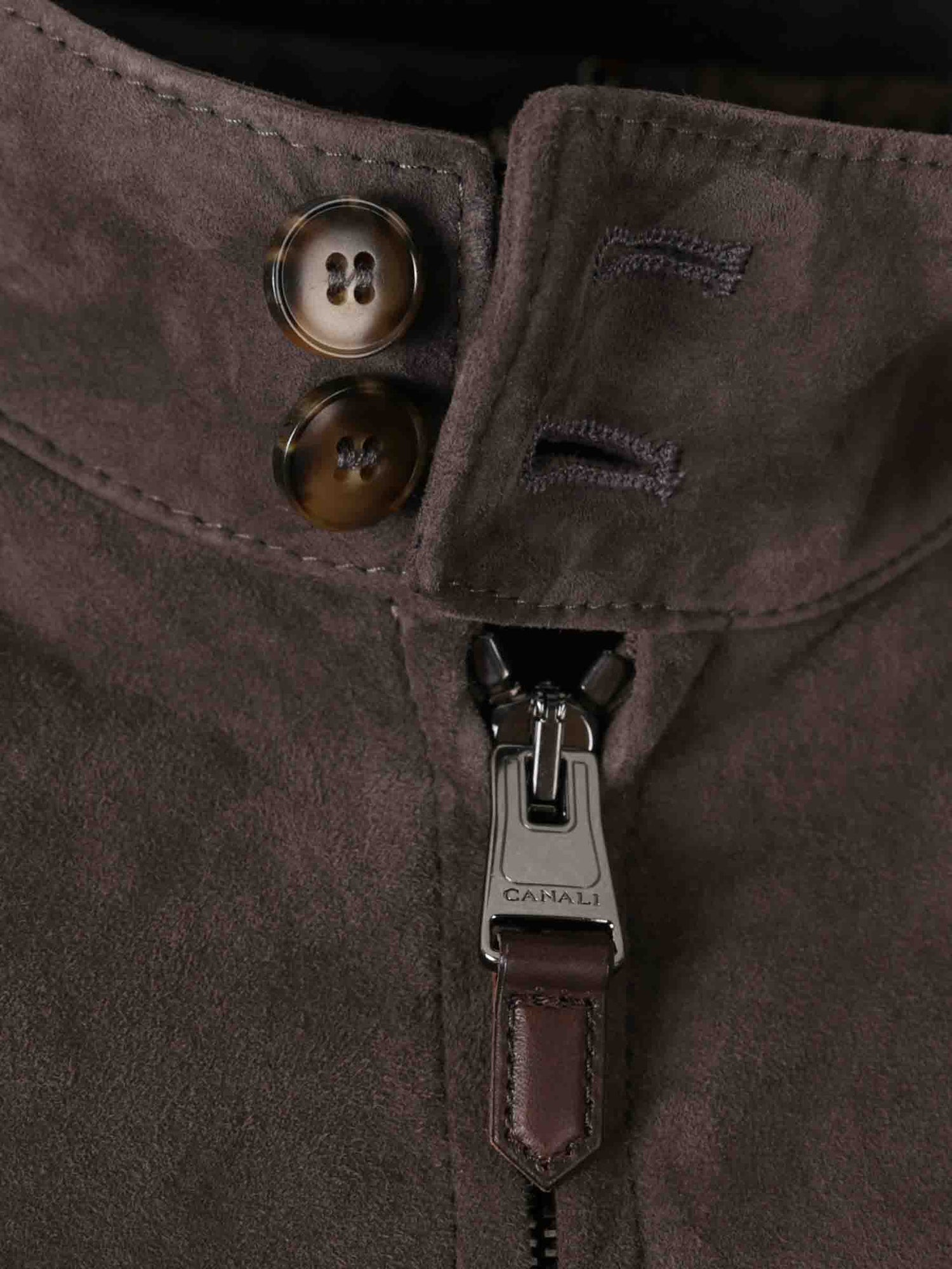Outlet online Canali Hombre Chaqueta Piel Cremallera color Marrón Oscuro sku 512-002726 01 - Foto 3