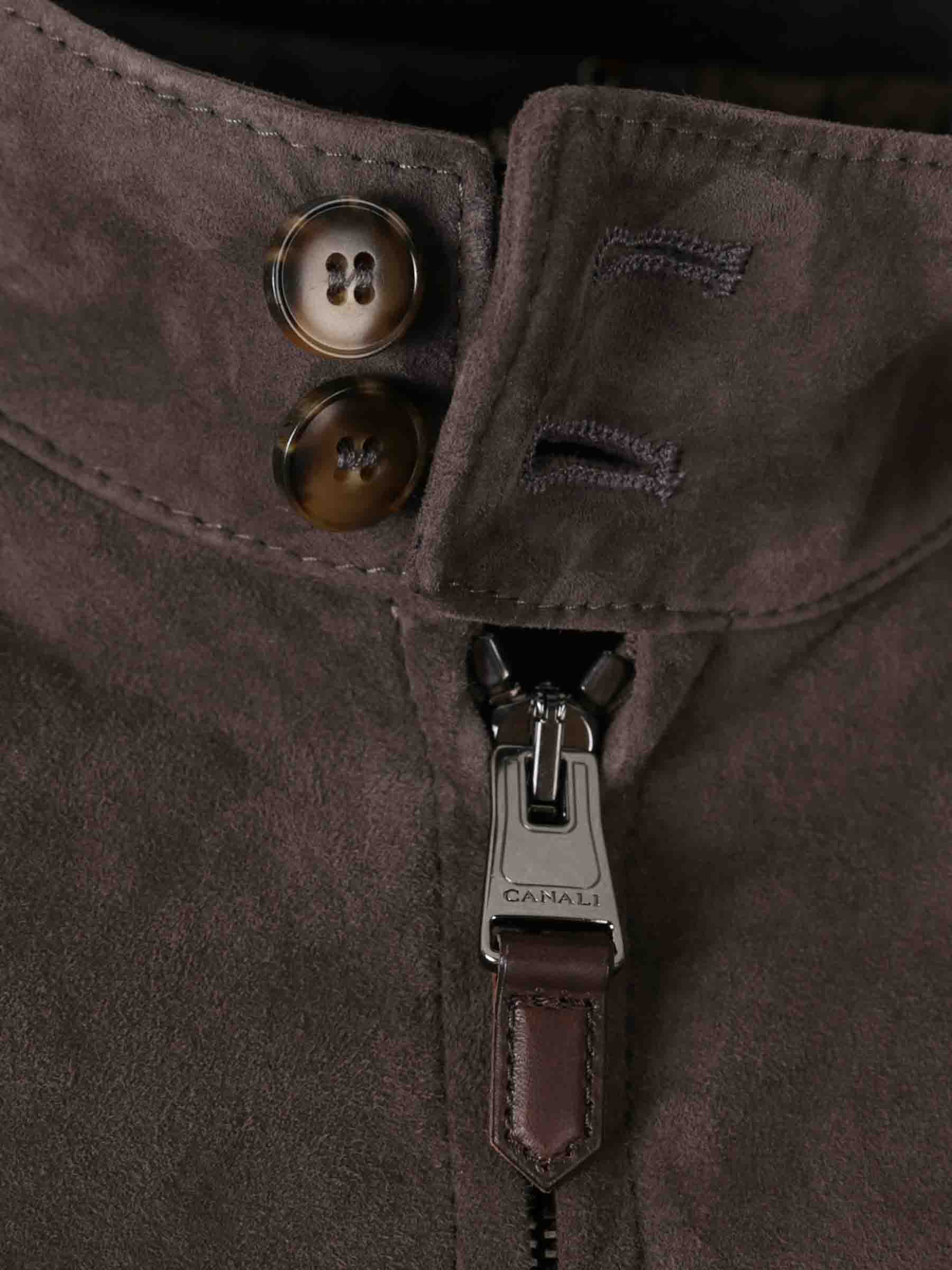 Outlet online Canali Hombre Chaqueta Piel Cremallera color Marrón Oscuro sku 512-002726 01 - Foto 3