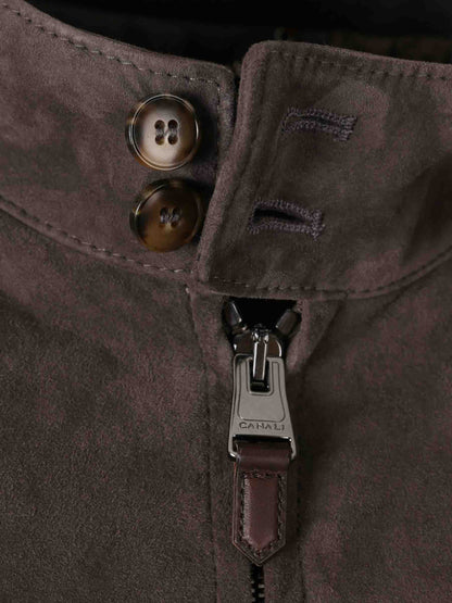 Outlet online Canali Hombre Chaqueta Piel Cremallera color Marrón Oscuro sku 512-002726 01 - Foto 3