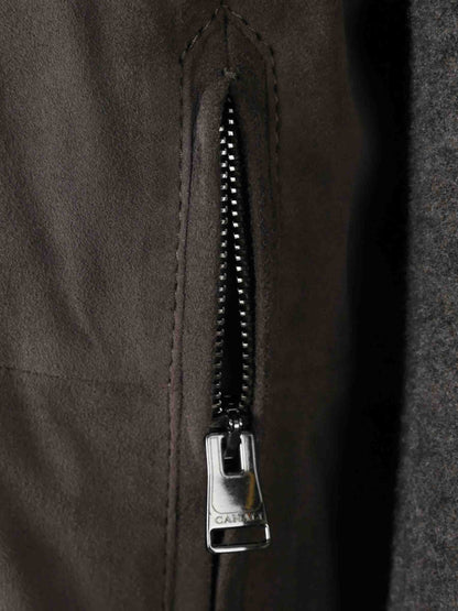 Outlet online Canali Hombre Chaqueta Piel Cremallera color Marrón Oscuro sku 512-002726 01 - Foto 4