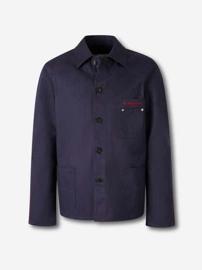 Outlet online Givenchy Hombre Sobrecamisa Logo Algodón color Azul Noche sku 512-002756 02 - Foto 1