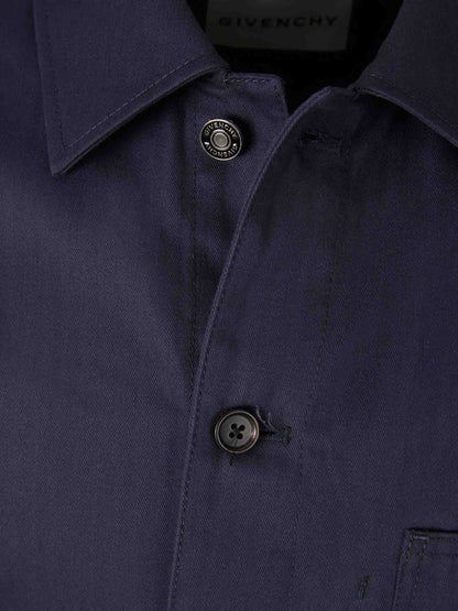 Outlet online Givenchy Hombre Sobrecamisa Logo Algodón color Azul Noche sku 512-002756 02 - Foto 3