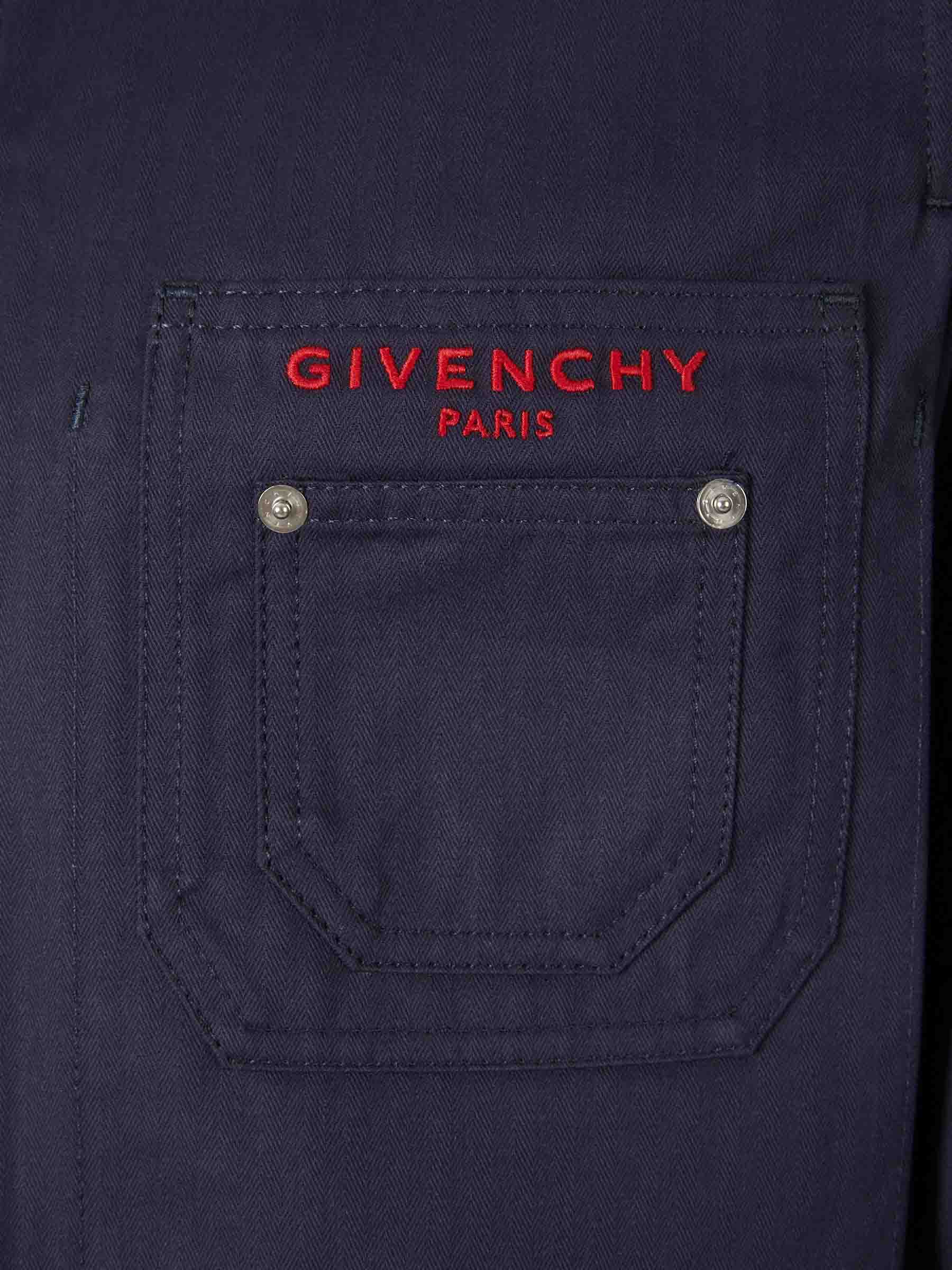 Outlet online Givenchy Hombre Sobrecamisa Logo Algodón color Azul Noche sku 512-002756 02 - Foto 4