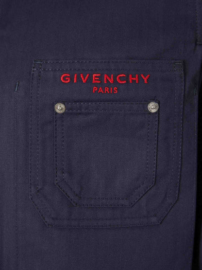 Outlet online Givenchy Hombre Sobrecamisa Logo Algodón color Azul Noche sku 512-002756 02 - Foto 4