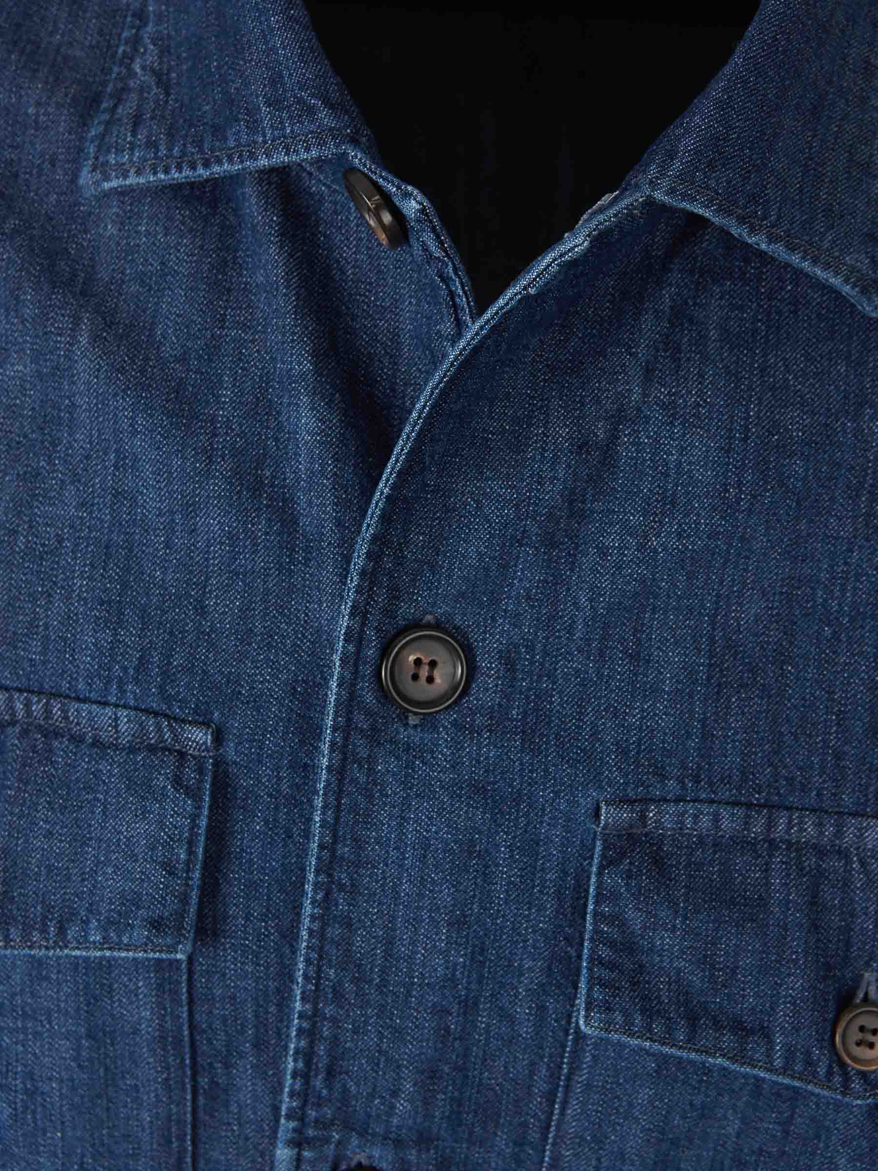 Outlet online Vincenzo di Ruggiero  Sobrecamisa Denim Bolsillos color Azul Denim Oscuro sku 513-000013 01 - Foto 3