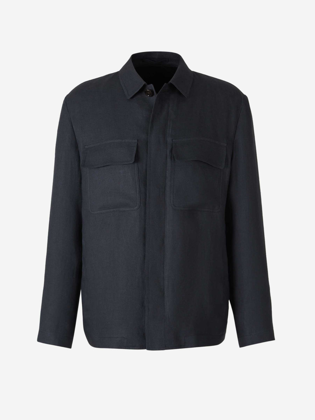 Lardini Hombre Barcelona Sobrecamisa Bolsillos Lino color Azul Marino sku 513-000022 02 - Foto 1