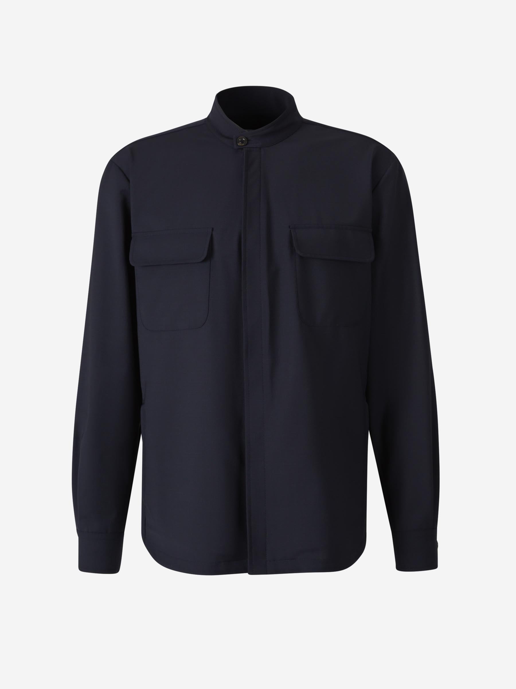 Outlet online Boglioli Hombre Sobrecamisa Bolsillos Lana color Azul Noche sku 513-000027 01 - Foto 1