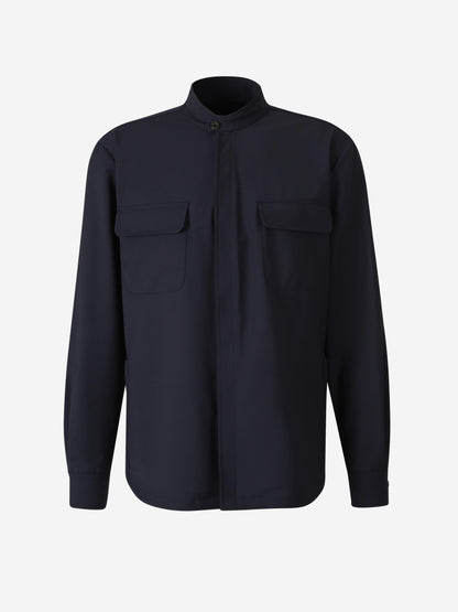 Outlet online Boglioli Hombre Sobrecamisa Bolsillos Lana color Azul Noche sku 513-000027 01 - Foto 1