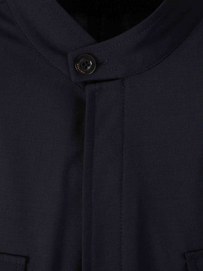 Outlet online Boglioli Hombre Sobrecamisa Bolsillos Lana color Azul Noche sku 513-000027 01 - Foto 3
